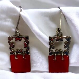Vintage 925 Silver Carnelian Earrings